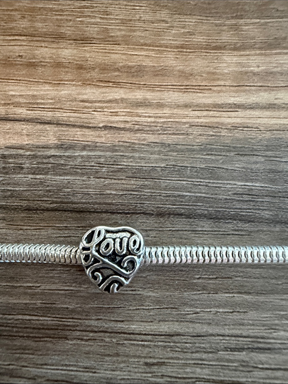 Heart 'Love' Silver Charm Bracelet Bead